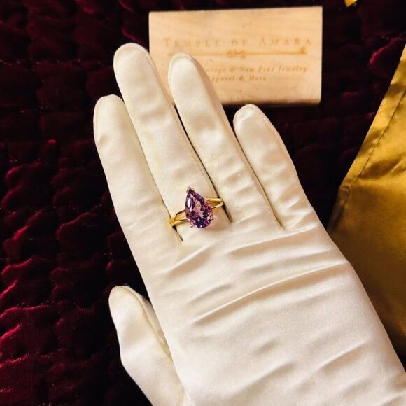 VINTAGE- 10K Gold -LARGE Natural Amethyst Ring- 5CTTW -Size 10 -Solitaire - 4.3g - Picture 6 of 16